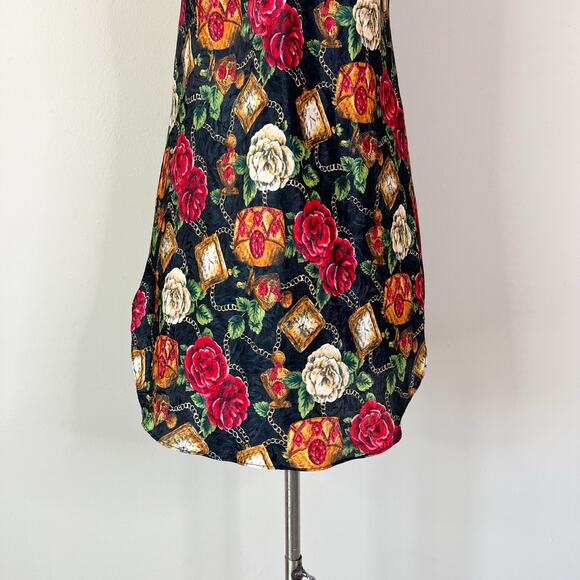 Vintage | 90s Amelia’s Floral Chain Print Lace Low Open Back Lingerie Night Gown - Picture 4 of 8